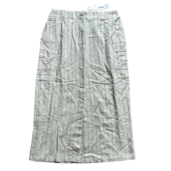 The Workshop Dresses & Skirts - The Workshop Beige Black Pinstriped Front Slit Maxi Skirt NWT Size Large